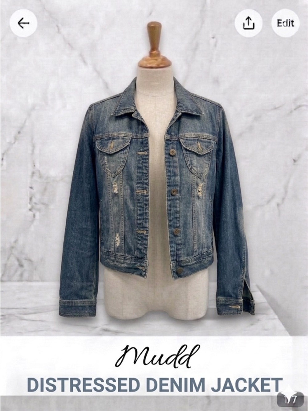 Mudd Light Wash Distressed Denim Jacket Size M